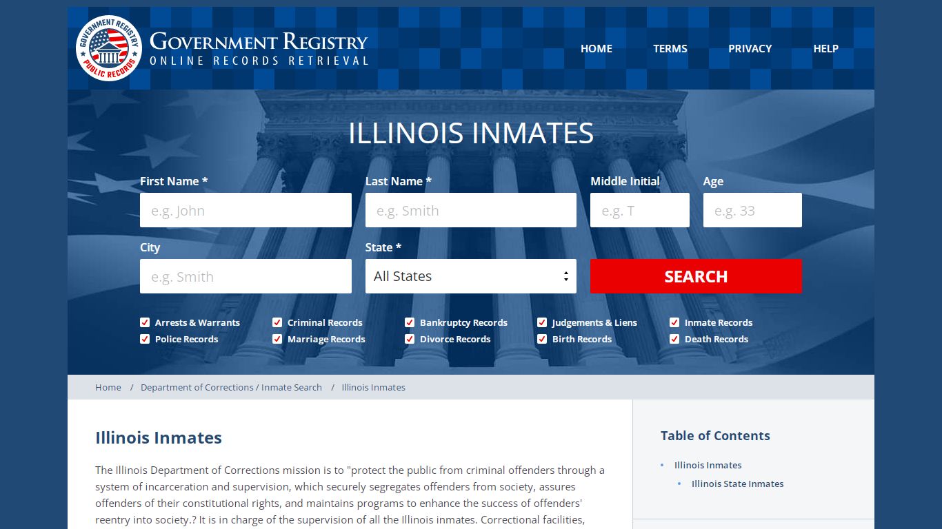 Illinois Inmates | Inmates In Illinois | GovernmentRegistry.org